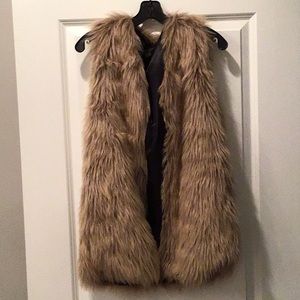Faux fur open front vest